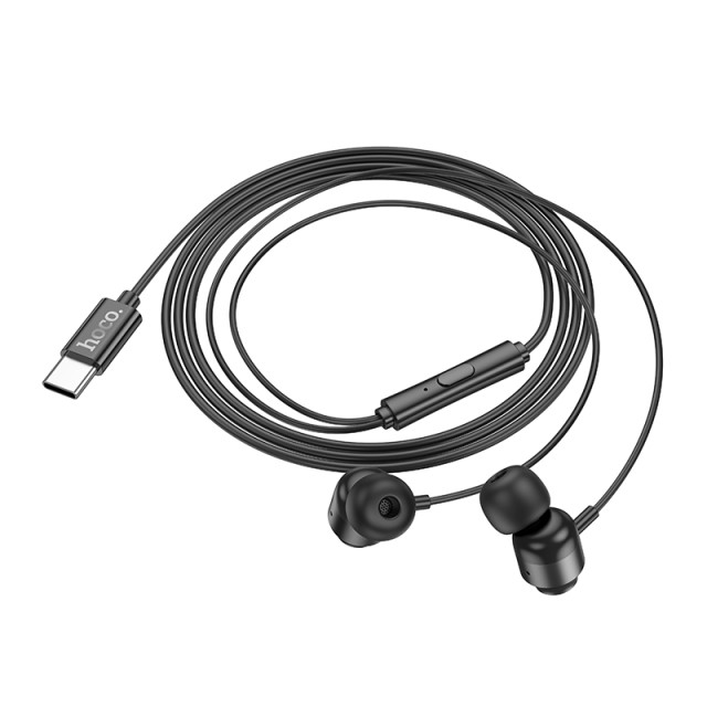 Hands Free Hoco M122 Power Earphones Stereo USB-C με Μικρόφωνο και Πλήκτρο Λειτουργίας 1.2m Μαύρα Συμβατά με Συσκευές USB-C