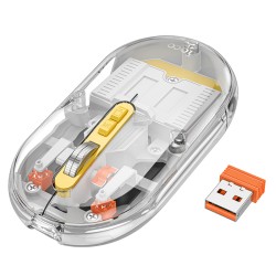 Bluetooth Ποντίκι Hoco GM35 General Wireless με 5  Πλήκτρα DPI 1600 Γκρι Διάφανο