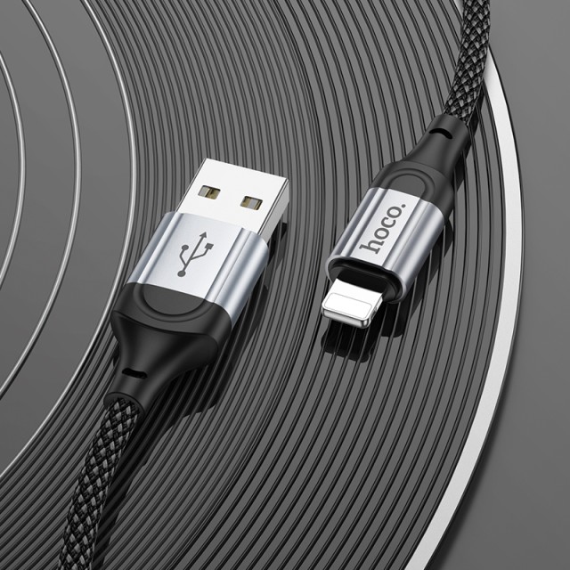 Καλώδιο Hoco X102 Fresh USB-A σε Lightning 2.4A Braided Μαύρο 1m
