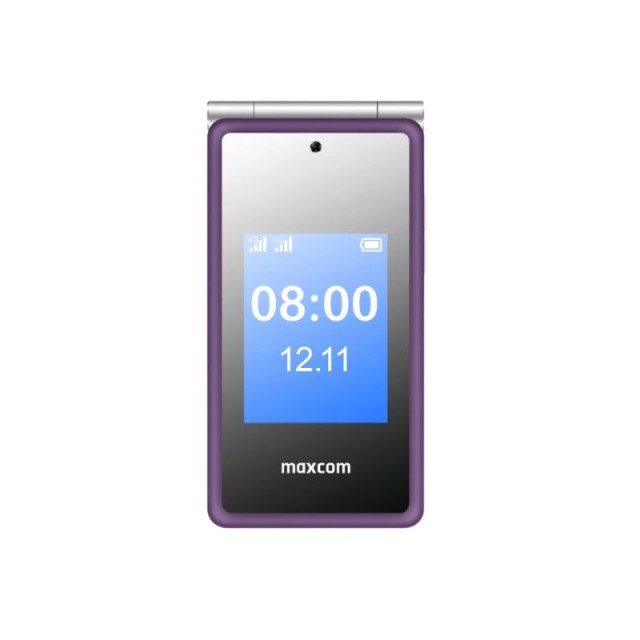 Maxcom MM835 (Dual Sim) 3,5"+3,24" με Κάμερα, Φακό, Ραδιόφωνο και Πλήκτρο Έκτακτης Ανάγκης Μωβ