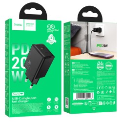 Φορτιστής Ταξιδίου Hoco N68 Nuevo με 1 Εξόδο Φόρτισης USB-C PD20W 5V 3.0A  Μαύρος