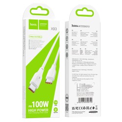Καλώδιο σύνδεσης Hoco X93 Force USB-C σε USB-C PD100W 3A για Γρήγορη Φόρτιση Λευκο 1m