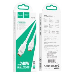 Καλώδιο σύνδεσης Hoco X93 Force USB-C σε USB-C 240W PD 5A για Γρήγορη Φόρτιση Λευκο 2m