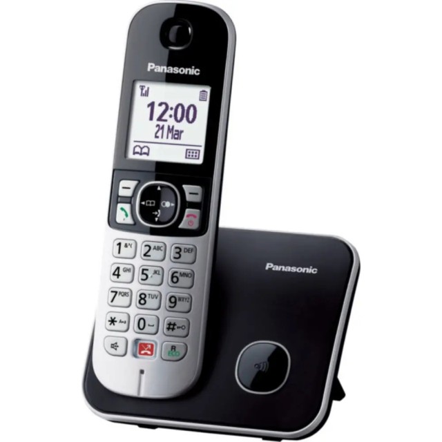 Ασύρματο Ψηφιακό Τηλέφωνο Panasonic KX-TG6851GRB  με Μεγάλη Οθόνη και Ανοιχτή Ακρόαση Μαύρο με Χτυπημένη Συσκευασία