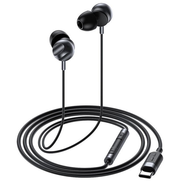 Hands Free Acefast L6 Earphones Stereo USB-C Μαύρα 1.2m με Μικρόφωνο και Πλήκτρο Λειτουργίας Συμβατά με Όλες τις Συσκευές USB-C