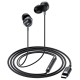 Hands Free Acefast L6 Earphones Stereo USB-C Μαύρα 1.2m με Μικρόφωνο και Πλήκτρο Λειτουργίας Συμβατά με Όλες τις Συσκευές USB-C