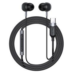 Hands Free Acefast L6 Earphones Stereo USB-C Μαύρα 1.2m με Μικρόφωνο και Πλήκτρο Λειτουργίας Συμβατά με Όλες τις Συσκευές USB-C