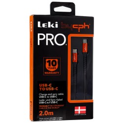 Καλώδιο Σύνδεσης και Φόρτισης Leki Pro Ενισχυμένο Καλώδιο και Βύσματα 100W USB-C σε USB-C Μαύρο 2m