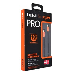 Καλώδιο Σύνδεσης και Φόρτισης Leki Pro Ενισχυμένο Καλώδιο και Βύσματα USB-C σε Lightning Μαύρο 1m