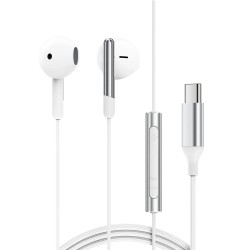 Hands Free Acefast L3 Earphones Stereo USB-C με Μικρόφωνο και Πλήκτρο Λειτουργίας Braided Λευκό 1.2m. Συμβατά με Όλες τις Συσκευές USB-C.