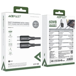 Καλώδιο Σύνδεσης Acefast C17-03 USB-C σε USB-C PD60W 3A Fast Charge USB2.0 Silicon Μαύρο 1.2m.