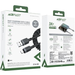 Καλώδιο Σύνδεσης Acefast C14-04 USB-A σε USB-C 3A Fast Charge USB2.0 Spring Braided Μαύρο 1.2m.