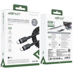 Καλώδιο Σύνδεσης Acefast C14-03 USB-C σε USB-C PD60W 3A Fast Charge USB2.0 Spring Braided Μαύρο 1.2m.