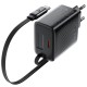 Φορτιστής Ταξιδίου Acefast A110 Fast Charging USB-C PD30W QC3.0 GaN και Αναδιπλούμενο Καλώδιο USB-C 0.64m Μαύρος