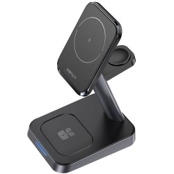 Επιτραπέζια Βάση Ασύρματης Φόρτισης Acefast E3 3-σε-1 15W με LED Ένδειξη για Φόρτιση 3 Συσκευών Μαύρη