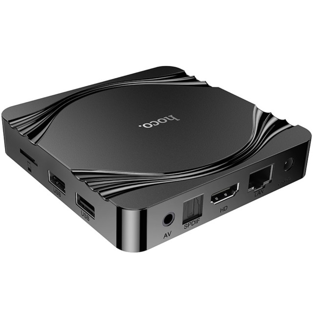 Hoco. DQ10 Navio TV Box 4K UHD 60Fps με WiFi RJ45 4GB RAM + 32GB ROM v5.0 Android 12 Δεν είναι συμβατό με τις εφαρμογές Cosmote TV και Netflix.