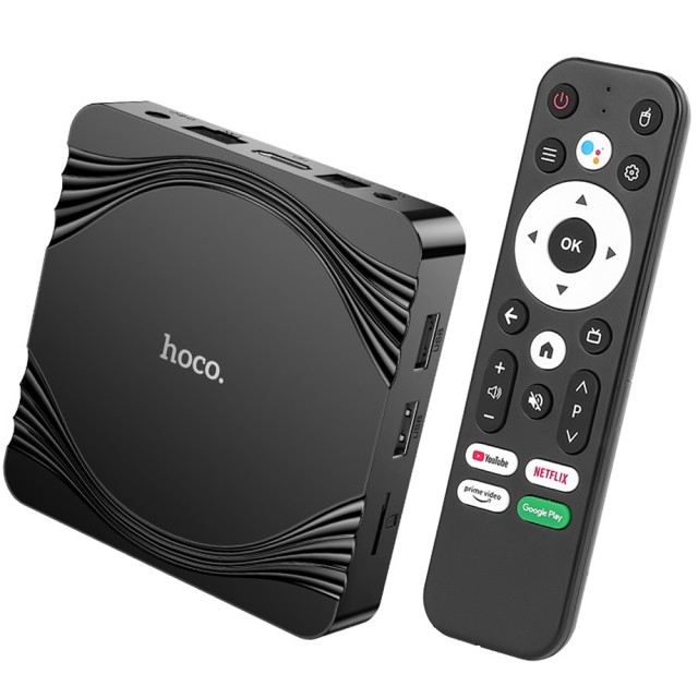 Hoco. DQ10 Navio TV Box 4K UHD 60Fps με WiFi RJ45 4GB RAM + 32GB ROM v5.0 Android 12 Δεν είναι συμβατό με τις εφαρμογές Cosmote TV και Netflix.