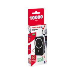 Power Bank Wonder WX10DMAG 10000mAh Slim με 2xUSB-C και 1xUSB-A με Ασύρματη Φόρτιση MagSafe και Οθόνη Ένδειξης Μπαταρίας  Μαύρο