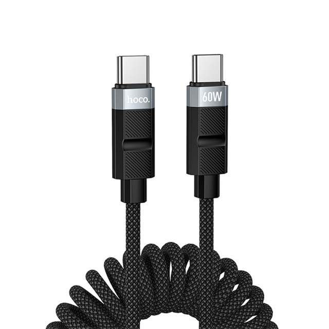 Καλώδιο Hoco. DU59 Bamboo USB-C σε USB-C 60W Spring Braided Μαύρο 1.5m
