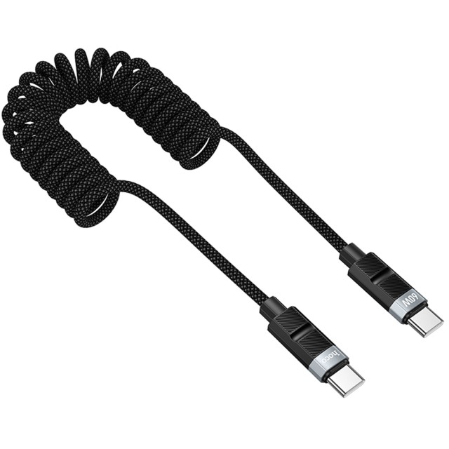 Καλώδιο Hoco. DU59 Bamboo USB-C σε USB-C 60W Spring Braided Μαύρο 1.5m