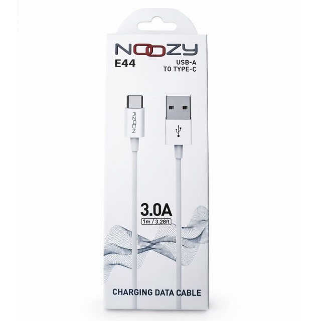 Καλώδιο Σύνδεσης και Φόρτισης Noozy Flow E44 USB σε USB-C 3.0A Λευκό 1m