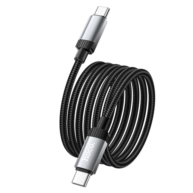 Καλώδιο Hoco X117 Star USB-C σε USB-C 60W με Ένδειξη Φόρτισης LED Braided Μαύρο 1m