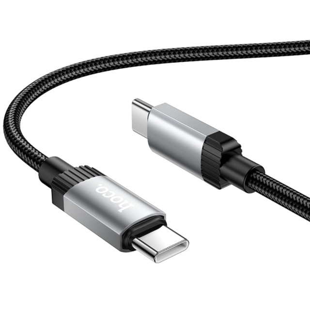 Καλώδιο Hoco X117 Star USB-C σε USB-C 60W με Ένδειξη Φόρτισης LED Braided Μαύρο 1m