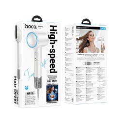 Σεσουάρ Μαλλιών Ταξιδίου Hoco HP16 1650W με 2 Επίπεδα Ισχύος και 3 Επίπεδα Θερμοκρασίας 110000Rpm Λευκό