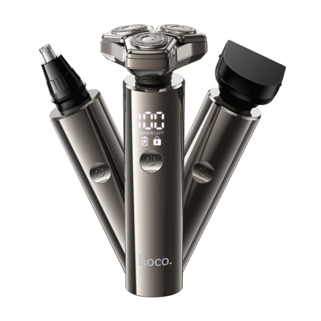 Επαναφορτιζόμενη Ξυριστική Μηχανή & Trimmer Hoco HP36 600mAh με 3 Κεφαλές και LED Ένδειξη Μπαταρίας και Φόρτισης Μεταλλικό Γκρι Επαναφορτιζόμενη Ξυριστική Μηχανή & Trimmer Hoco HP36 600mAh με 3 Κεφαλές και LED Ένδειξη Μπαταρίας και Φόρτισης Μεταλλικό Γκρι