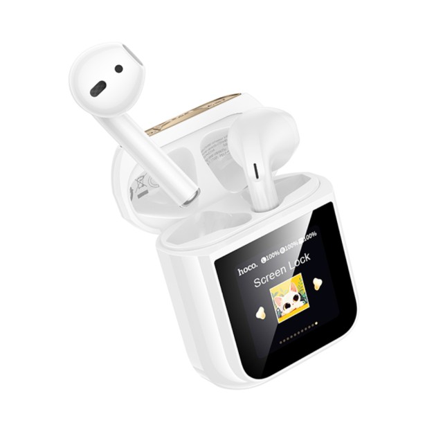 Wireless Hands Free Hoco EW86 Cat v5.4 300mAh 3.5 Ώρες Ομιλίας Σύστημα Εύρεσης Ακουστικού και Οθόνη Αφής Λευκά