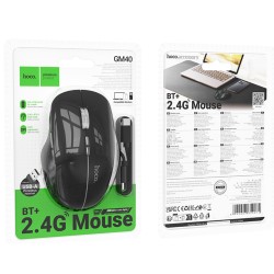 Ασύρματο Επαναφορτιζόμενο Ποντίκι Hoco GM40 Dixon RGB Wireless 2.4GHz Bluetooth 5.0 με 7  Πλήκτρα 1600 DPI Μαύρο