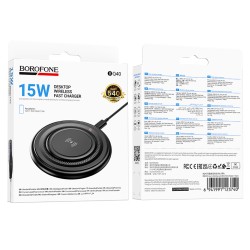 Ασύρματος Φορτιστής Borofone BQ40 Crown Magnetic Magsafe 15W με Καλώδιο USB-A Μαύρος
