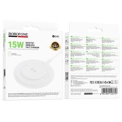 Ασύρματος Φορτιστής Borofone BQ40 Crown Magnetic Magsafe 15W με Καλώδιο USB-A Λευκός