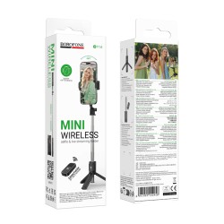Selfie Stick Borofone BY14 Graceful Mini για Συσκευές 4.5"-7.0" με Τηλεχειριστήριο 120mAh Bluetooth v5.2 Μαύρο