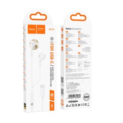 Hands Free Hoco M115 Sagacious USB-C Universal Earphones Hi-Fi Stereo με Μικρόφωνο Λευκά 1.2m Συμβατά με Όλες τις USB-C Συσκευές