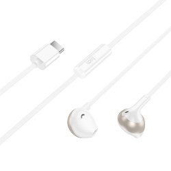 Hands Free Hoco M115 Sagacious USB-C Universal Earphones Hi-Fi Stereo με Μικρόφωνο Λευκά 1.2m Συμβατά με Όλες τις USB-C Συσκευές
