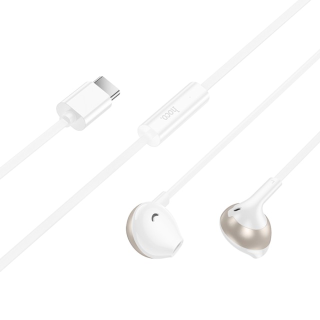 Hands Free Hoco M115 Sagacious USB-C Universal Earphones Hi-Fi Stereo με Μικρόφωνο Λευκά 1.2m Συμβατά με Όλες τις USB-C Συσκευές