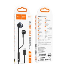 Hands Free Hoco M115 Sagacious USB-C Universal Earphones Hi-Fi Stereo με Μικρόφωνο Μαύρα 1.2m