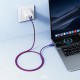 Καλώδιο Hoco X116 Meridian USB-C σε USB-C 60W 3A Braided Πολύχρωμο Μωβ 1m