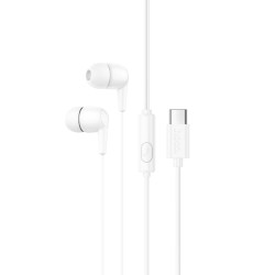 Hands Free Hoco M97 Enjoy Universal Earphones Stereo Bass USB-C με Μικρόφωνο Συμβατά με Όλες τις Συσκευές USB-C Λευκό 1.2m