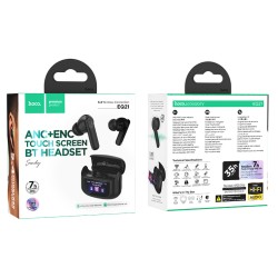 Wireless Hands Free Hoco EQ21 Sandy 400mAh  v5.4 με ANC ENC TWS 7 Ώρες Ομιλίας και Οθόνη Αφής Μαύρα