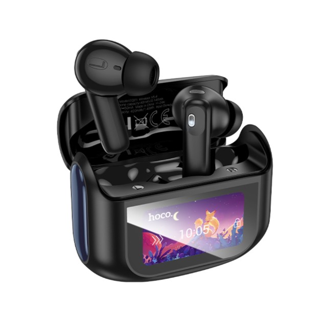 Wireless Hands Free Hoco EQ21 Sandy 400mAh  v5.4 με ANC ENC TWS 7 Ώρες Ομιλίας και Οθόνη Αφής Μαύρα