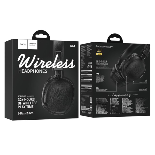 Wireless Hands Free Hoco W64 Earl II TWS v5.4 300mAh 32 Ώρες Ομιλίας AUX USB-C Μαύρα
