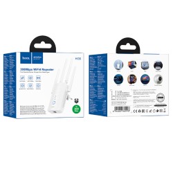 Wifi Repeater Hoco HI35 2.4Ghz 300Mbps και 4 Κεραίες Λευκό