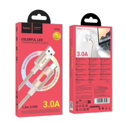 Καλώδιο Hoco U144 USB-A σε USB-C Fast Charging 3A  με Φωτισμό Braided Χρυσό 1.2m