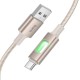Καλώδιο Hoco U144 USB-A σε USB-C Fast Charging 3A  με Φωτισμό Braided Χρυσό 1.2m