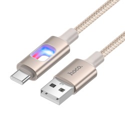 Καλώδιο Hoco U144 USB-A σε USB-C Fast Charging 3A  με Φωτισμό Braided Χρυσό 1.2m
