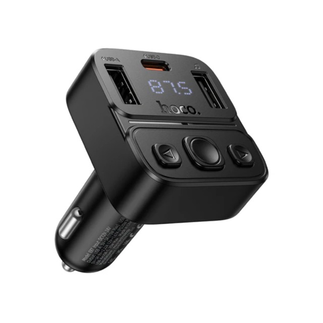 Bluetooth FM Transmitter Hoco E87 Delta 35W με 2xUSB-A και 1xUSB-C PD20W BT v5.4 Υποστηρίζει Αναπαραγωγή Μουσικής απο USB και Απάντηση Κλήσεων