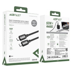Καλώδιο Acefast C20-03 Μεταλλικό USB-C σε USB-C 60W 20V/3A USB2.0 Braided Μαύρο 1.2m