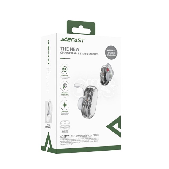 Wireless Earphones Hands Free Acefast FA003 TWS v5.3 550mAh 8hr Λειτουργίας 4-Mic ENC Τεχνολογία IPX4 και Ασύρματη Φόρτιση Λευκά